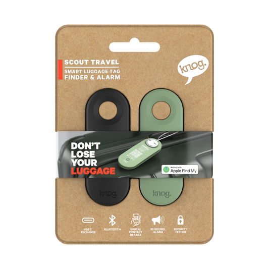 Knog Scout Travel Smart Luggage Tag - Twin Pack - PITCH BLACK/MELLOW MINT